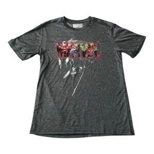 Marvel Youth Boys Shirt Size L (14/16) Marvel Graphic T-Shirt Gray Quick Dry